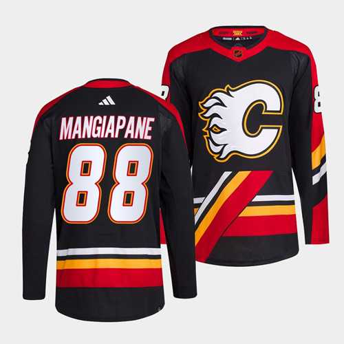 Men%27s Calgary Flames #88 Andrew Mangiapane Black 2022-23 Reverse Retro Stitched Jersey Dzhi->carolina hurricanes->NHL Jersey